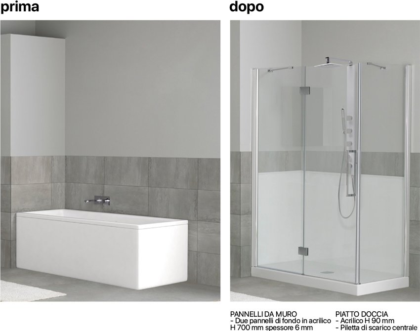 Pannello rivestimento per piatti doccia in acrilico Tamanaco, vista alternativa 5, per arredo bagno – Tuttidea