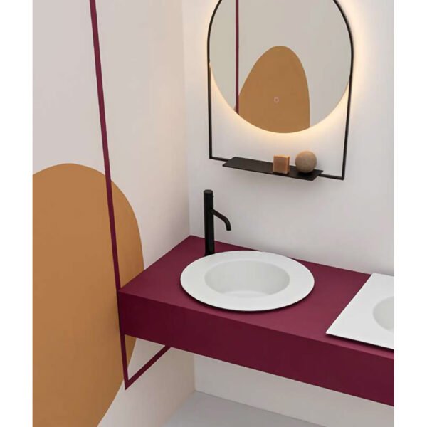 Piano d’appoggio con lavabo in ceramica rotondo convesso Skyland AXA Ceramica per arredo bagno – Tuttidea