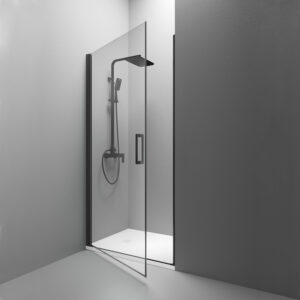 Box doccia Nicchia porta battente vetro temperato da 6mm Collezione SWING NERA Tamanaco