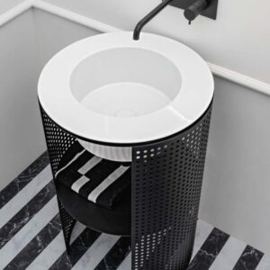 Lavabo Ø55 cm con struttura cilindrica in acciaio WEB serie Skyland Axa Ceramica