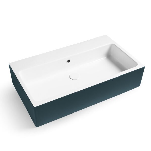 Lavabo bicolore Petrolio Lucido e Matt della Collezione Camaleo Acquaceramica Colavene per arredo bagno – Tuttidea