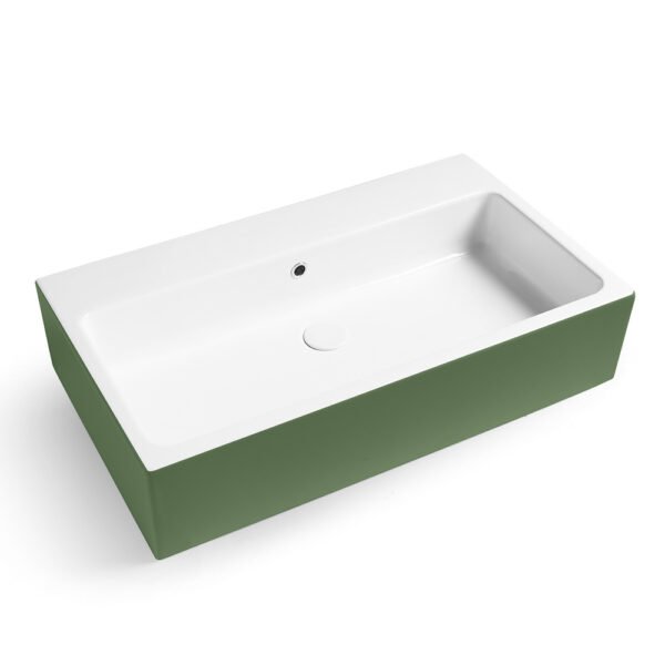 Lavabo bicolore Verde Bamboo Lucido e Matt della Collezione Camaleo Acquaceramica Colavene per arredo bagno – Tuttidea