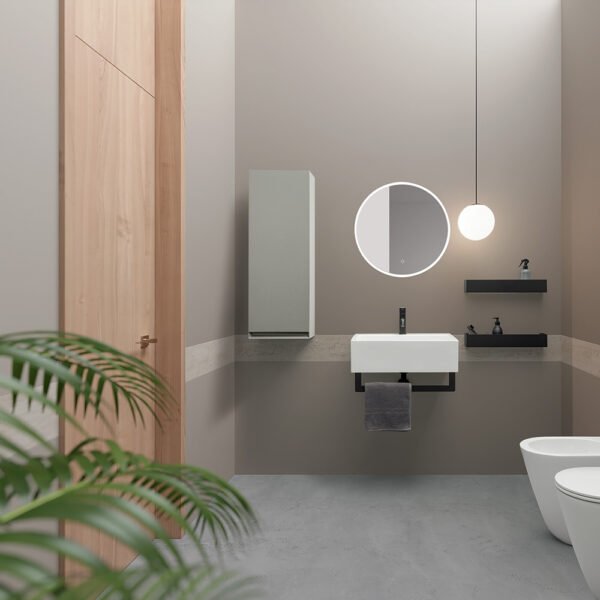 Mobile bagno completo con lavabo in ceramica Collezione Camaleo 10 Acquaceramica Colavene, vista principale, per arredo bagno – Tuttidea
