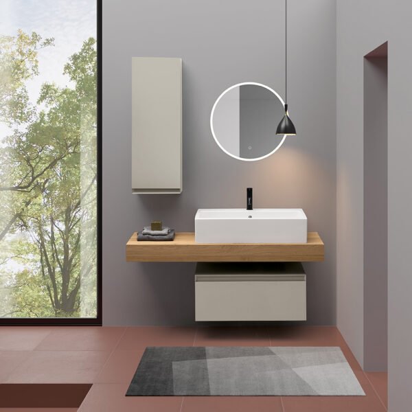 Mobile bagno completo con lavabo in ceramica Collezione Camaleo 9 Acquaceramica Colavene, vista principale, per arredo bagno – Tuttidea