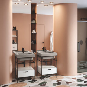 Alaqua #1 Lavabi in ceramica con struttura con cassetto Acquaceramica Colavene