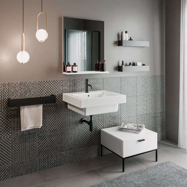 Cassetto con struttura in acciaio inox Collezione Alaqua 7 Acquaceramica Colavene, vista principale, per arredo bagno e arredo lavanderia – Tuttidea