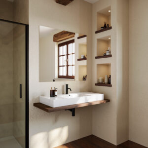 Cento #1 Lavabo in ceramica con piano d’appoggio Acquaceramica Colavene