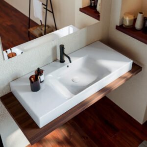 Lavabo da appoggio o sospeso 100×45 cm Colavene Acquaceramica Cento