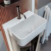Dettaglio del lavabo in ceramica della collezione Mini Lavabi Acquaceramica Colavene per arredo bagno – Tuttidea
