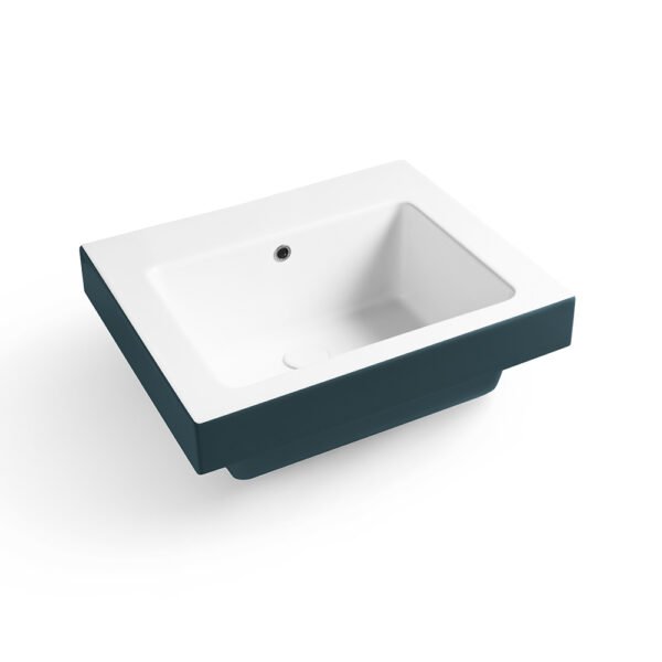Lavabo da appoggio o sospeso in ceramica Alaqua Bicolore Petrolio Lucido e Petrolio Matt Colavene per arredo bagno e arredo lavanderia – Tuttidea