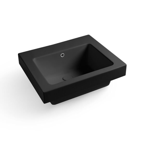 Lavabo da appoggio o sospeso in ceramica Alaqua Monocolore Nero Matt Colavene per arredo bagno e arredo lavanderia – Tuttidea