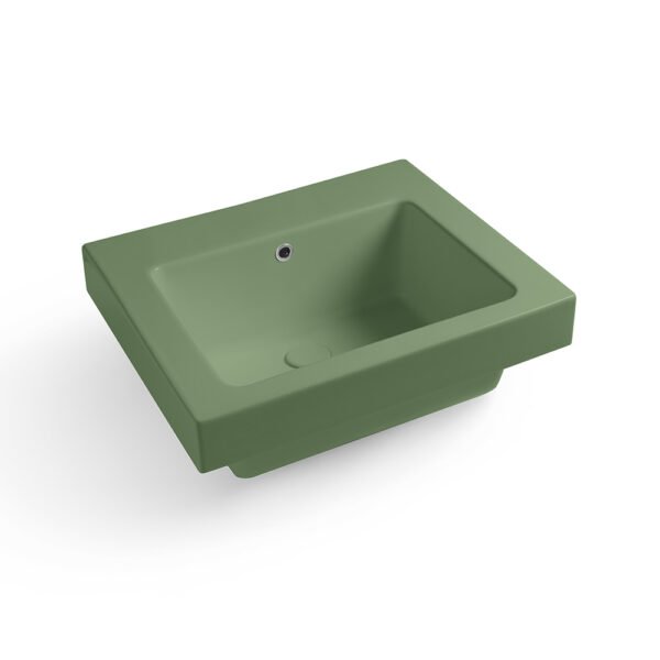 Lavabo da appoggio o sospeso in ceramica Alaqua Monocolore Verde Bamboo Lucido e Verde Bamboo Matt Colavene per arredo bagno e arredo lavanderia – Tuttidea