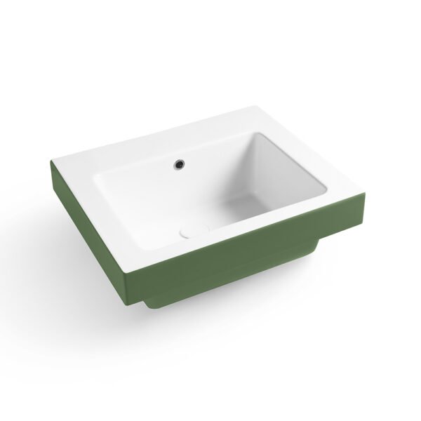 Lavabo da appoggio o sospeso in ceramica Alaqua Bicolore Verde Bamboo Lucido e Verde Bamboo Matt Colavene per arredo bagno e arredo lavanderia – Tuttidea
