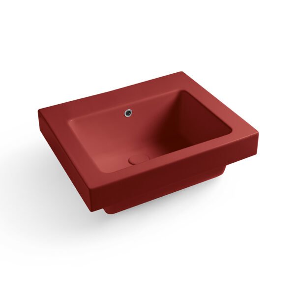 Lavabo da appoggio o sospeso in ceramica Alaqua Monocolore Vinaccia Lucido Colavene per arredo bagno e arredo lavanderia – Tuttidea