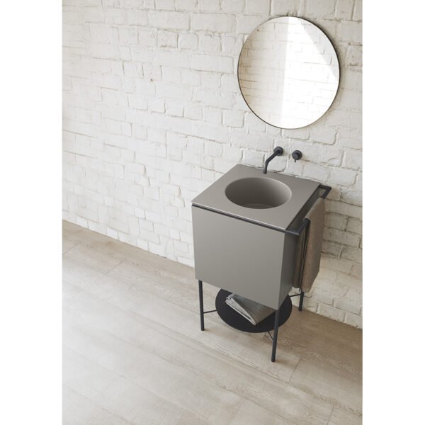 Lavabo in ceramica con mobile Cubo 20.20 composizione 9 della collezione Acquaceramica Colavene per arredo bagno – Tuttidea