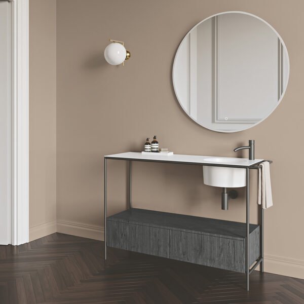 Lavabo in ceramica con struttura Pilotì 20.20 composizione 3 Acquaceramica Colavene per arredo bagno – Tuttidea