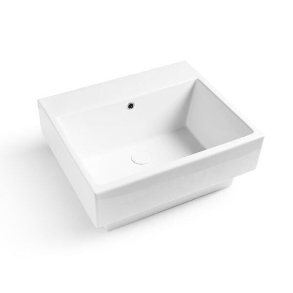 Lavabo da appoggio o sospeso in ceramica Colavene Collezione Volant, variante Bicolore Bianco Matt, per arredo bagno e arredo lavanderia – Tuttidea