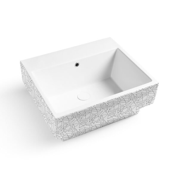 Lavabo da appoggio o sospeso in ceramica Colavene Collezione Volant, variante Bicolore Grafika 1, per arredo bagno e arredo lavanderia – Tuttidea