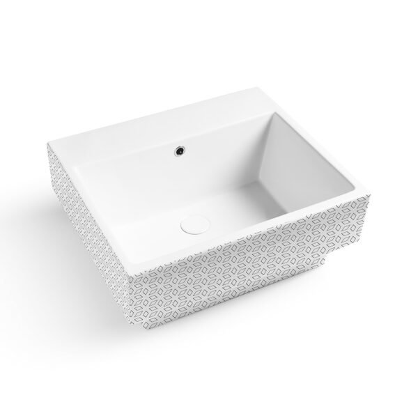 Lavabo da appoggio o sospeso in ceramica Colavene Collezione Volant, variante Bicolore Grafika 2, per arredo bagno e arredo lavanderia – Tuttidea