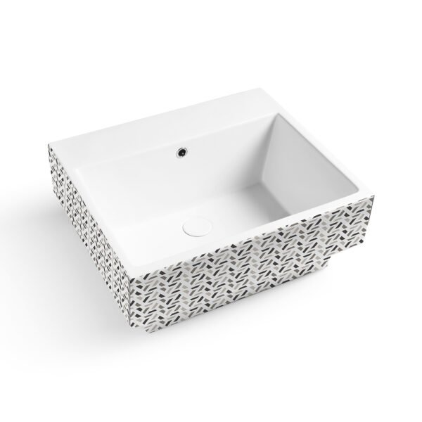 Lavabo da appoggio o sospeso in ceramica Colavene Collezione Volant, variante Bicolore Grafika 3, per arredo bagno e arredo lavanderia – Tuttidea