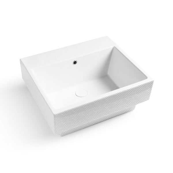 Lavabo da appoggio o sospeso in ceramica Colavene Collezione Volant, variante Bicolore Grafika 4, per arredo bagno e arredo lavanderia – Tuttidea