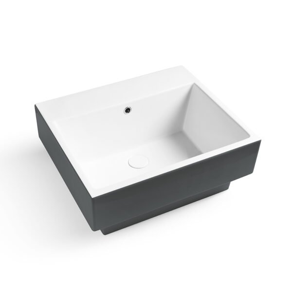 Lavabo da appoggio o sospeso in ceramica Colavene Collezione Volant, variante Bicolore Grigio Matt, per arredo bagno e arredo lavanderia – Tuttidea