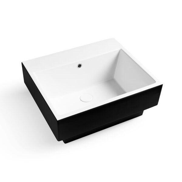 Lavabo da appoggio o sospeso in ceramica Colavene Collezione Volant, variante Bicolore Nero Matt, per arredo bagno e arredo lavanderia – Tuttidea