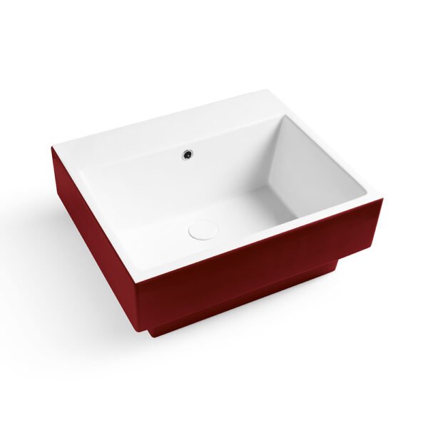 Lavabo da appoggio o sospeso in ceramica Colavene Collezione Volant, variante Bicolore Vinaccia Lucido, per arredo bagno e arredo lavanderia – Tuttidea