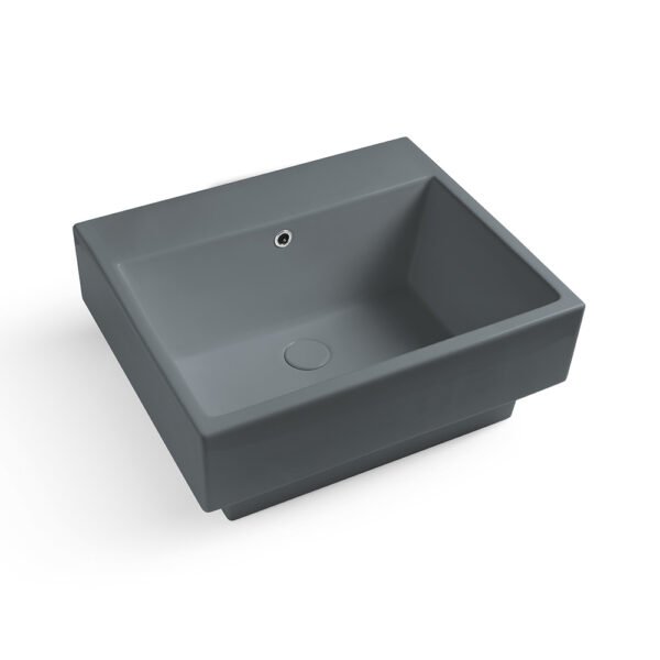Lavabo da appoggio o sospeso in ceramica Colavene Collezione Volant, variante Grigio Matt, per arredo bagno e arredo lavanderia – Tuttidea