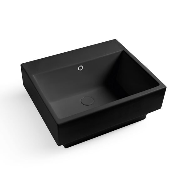 Lavabo da appoggio o sospeso in ceramica Colavene Collezione Volant, variante Nero Matt, per arredo bagno e arredo lavanderia – Tuttidea
