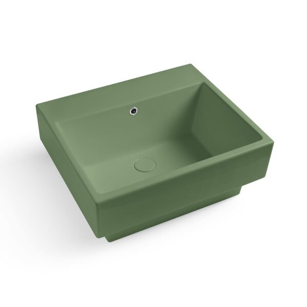 Lavabo da appoggio o sospeso in ceramica Colavene Collezione Volant, variante Verde Bamboo Lucido e Verde Bamboo Matt, per arredo bagno e arredo lavanderia – Tuttidea