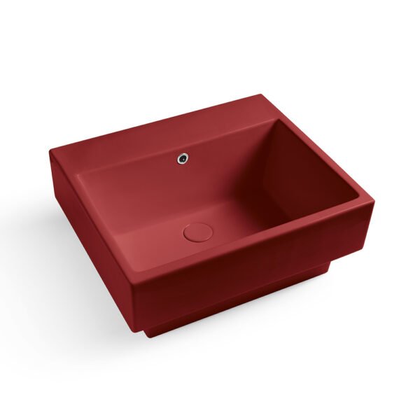 Lavabo da appoggio o sospeso in ceramica Colavene Collezione Volant, variante Vinaccia Lucido, per arredo bagno e arredo lavanderia – Tuttidea