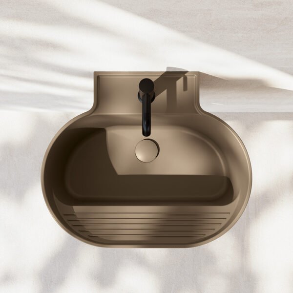 Lavabo sospeso in ceramica Terra Matt con sifone Collezione Tino e Tina 6 Acquaceramica Colavene, vista alternativa, per arredo bagno e arredo lavanderia – Tuttidea