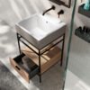 Mobile bagno completo a terra con lavabo in ceramica Collezione Volant 4 Acquaceramica Colavene, vista alternativa, per arredo bagno e arredo lavanderia – Tuttidea