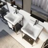 Mobile bagno con lavabo in ceramica Cento Colavene composizione 3 vista alternativa per arredo bagno – Tuttidea