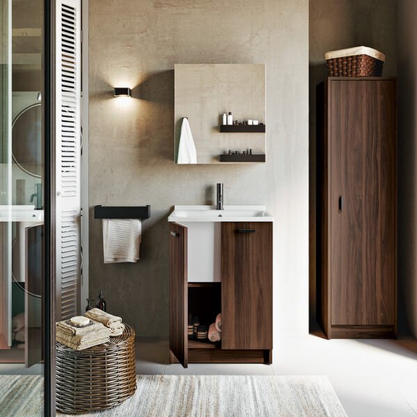 Mobile bagno con lavabo in ceramica Large Acquaceramica Colavene, composizione ambientata per arredo bagno e arredo lavanderia – Tuttidea