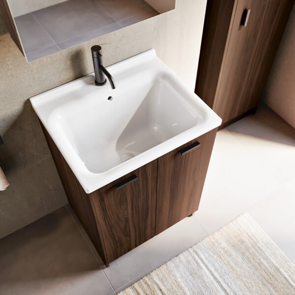 Vista alternativa della composizione Large Acquaceramica Colavene con mobile bagno e lavabo in ceramica per arredo bagno e arredo lavanderia – Tuttidea