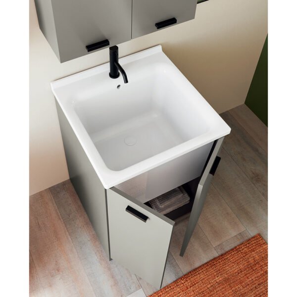 Vista alternativa della composizione 3 Large Acquaceramica Colavene con mobile bagno e lavabo in ceramica per arredo bagno e arredo lavanderia – Tuttidea