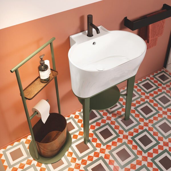 Mobile bagno o lavanderia a terra con lavabo in ceramica Collezione Tino e Tina 1 Acquaceramica Colavene, vista alternativa, per arredo bagno e arredo lavanderia – Tuttidea
