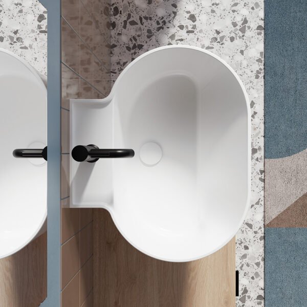 Mobile bagno o lavanderia sospeso con lavabo in ceramica Collezione Tino e Tina 3 Acquaceramica Colavene, vista alternativa, per arredo bagno e arredo lavanderia – Tuttidea