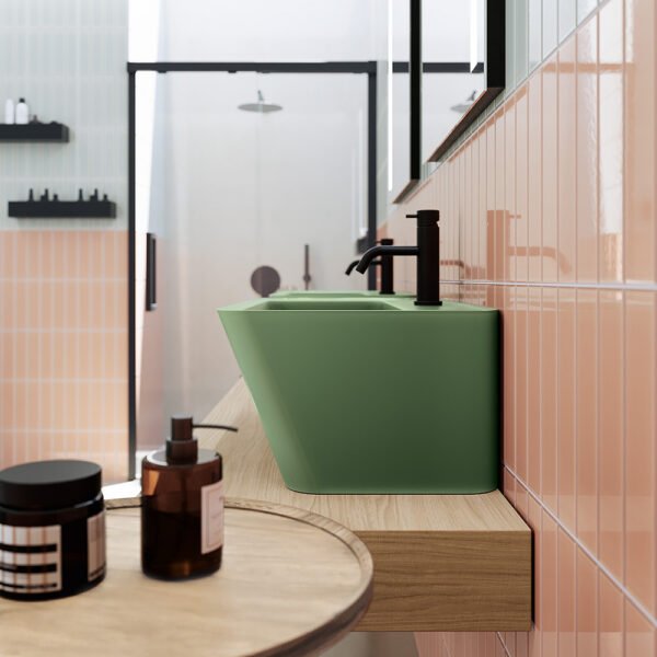 Mobile bagno sospeso con lavabi in ceramica della Collezione Wynn 2 Acquaceramica Colavene, vista alternativa, per arredo bagno e arredo lavanderia – Tuttidea