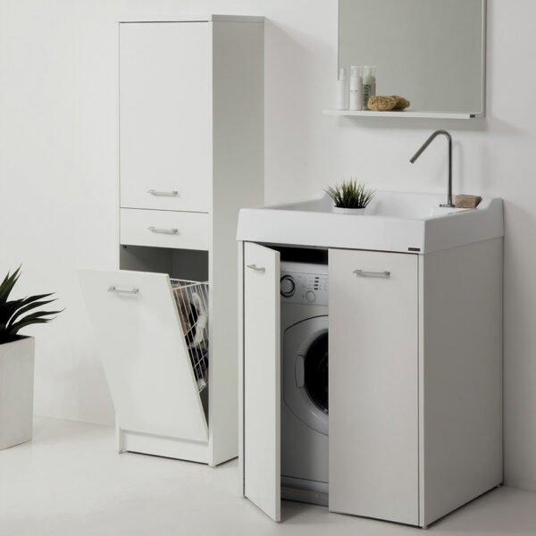 Mobile colonna con cesto portabiancheria 45×38×H172 cm Domestica Colavene per arredo lavanderia – Tuttidea