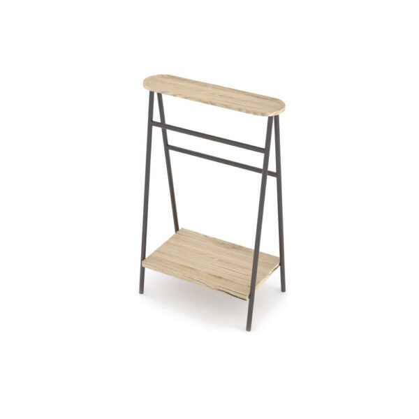 Portasciugamani da terra Dotto in acciaio inox e legno di castagno della collezione Acquaceramica Colavene per arredo bagno – Tuttidea