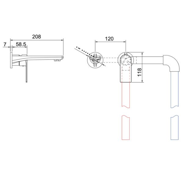 Miscelatore lavabo da parete senza scarico Collezione Maggiore LaBlù vista alternativa rubinetteria e arredo bagno – Tuttidea