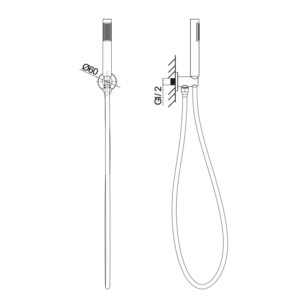 Kit Doccia completo di flessibile e supporto a muro con presa acqua Collezione Vico LaBlù Kit Doccia completo di flessibile e supporto a muro con presa acqua Collezione Vico LaBlù
