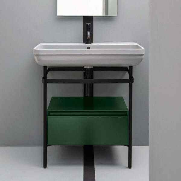 Lavabo rettangolare in ceramica con Struttura in acciaio e cassetto Collezione Legacy AXA ceramica