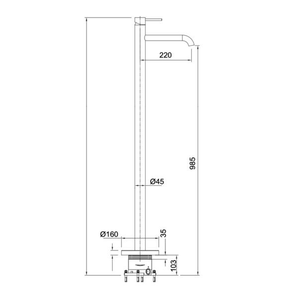 Miscelatore lavabo freestanding senza scarico Collezione Vico LaBlù vista alternativa rubinetteria e arredo bagno – Tuttidea