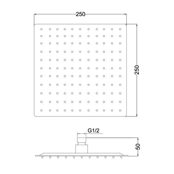 Soffione doccia quadrato 25x25 cm Collezione Idro LaBlù rubinetteria e arredo bagno – Tuttidea