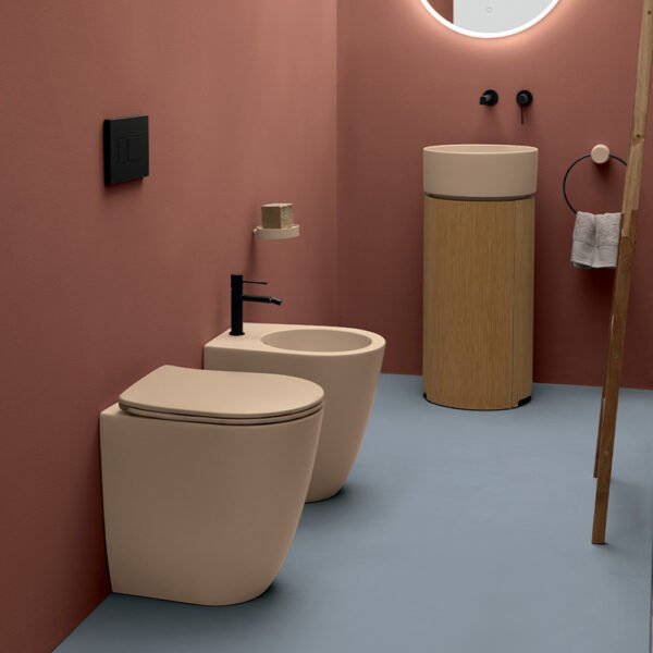 Wc e Bidet a terra filo muro in ceramica Collezione Piccola Eva AXA vista alternativa per arredo bagno – Tuttidea