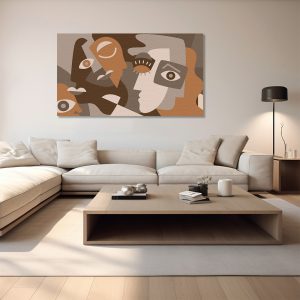 Quadro Stampa su Tela, Alluminio o Plexiglass Abstract Disegno Visi Stilizzati Telligraf
